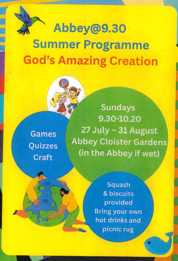 Abbey @9.30 Summer Programme - God's Amazing Creation
